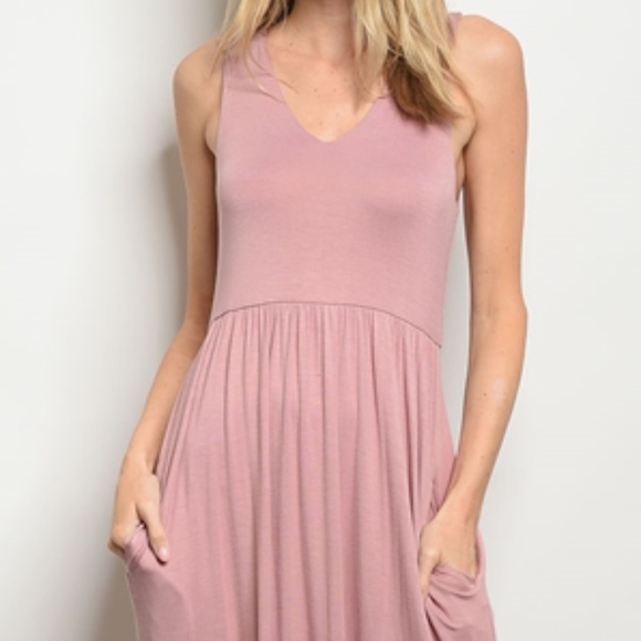 GIRLY & FLIRTY MAUVE MAXI w/ pockets - Picture 2 of 8